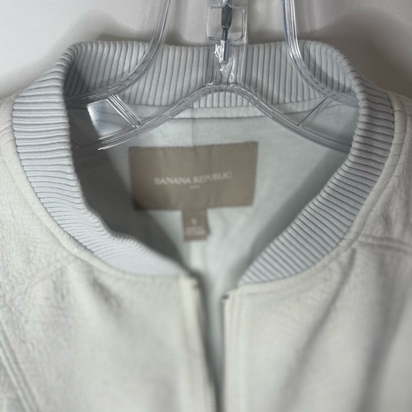 Banana Republic Cream Textured Pebbled Full Zip Up Bomber Jacket Size Small - Picture 3 of 8